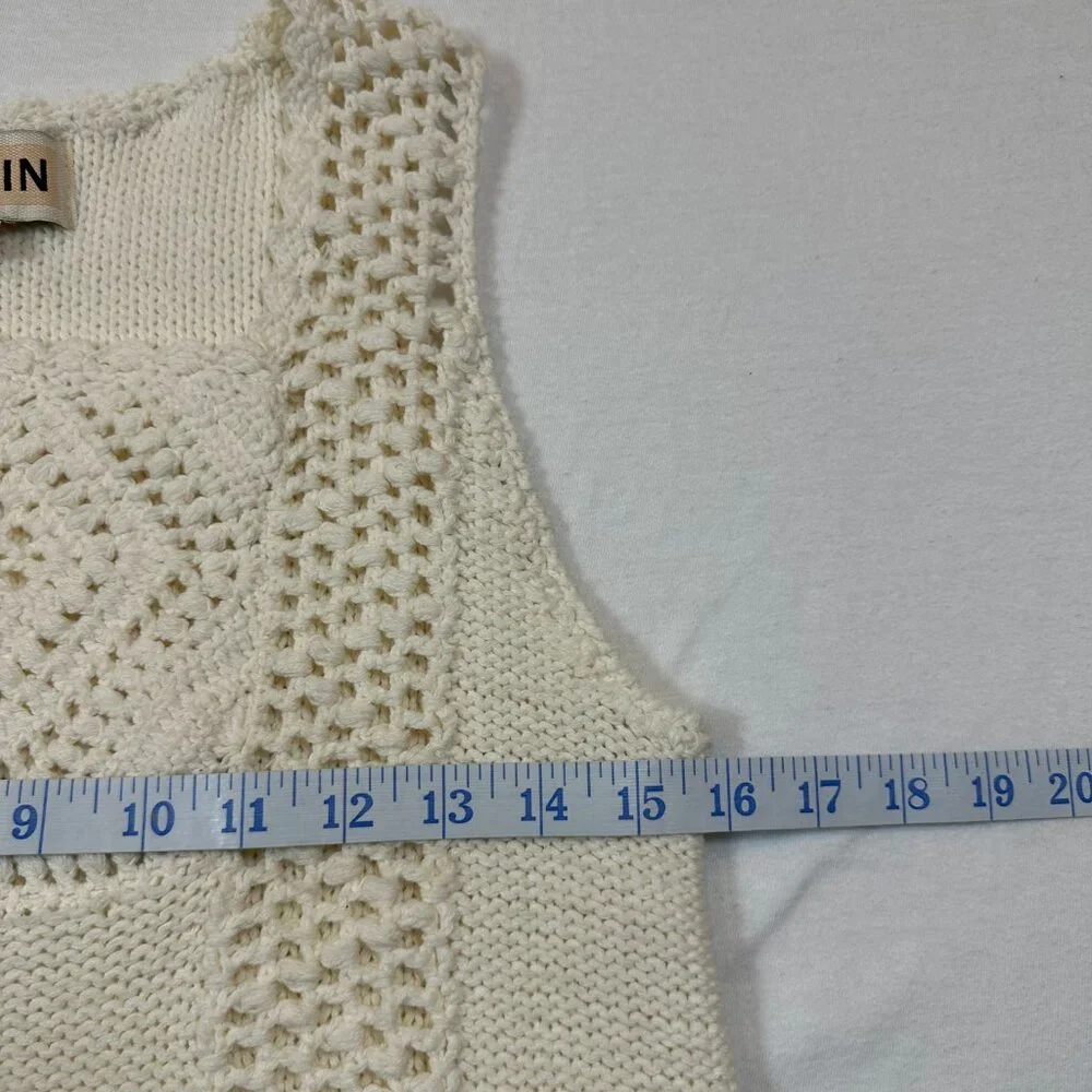 Anthropologie Pepin Women's XS Boho Crochet/Knit Sleeveless Top Ivory/Cream - Picture 5 of 8